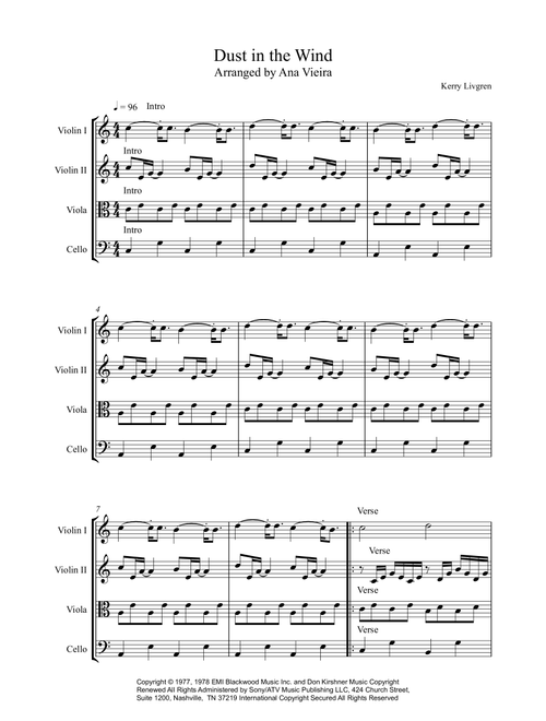 Dust In The Wind (Arr. Ana Vieira) - Kansas (String Quartet)
