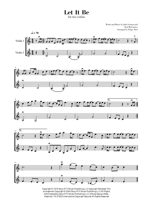 Let It Be (Arr. Felipe Abel) - Kris Allen (Violin Duet)