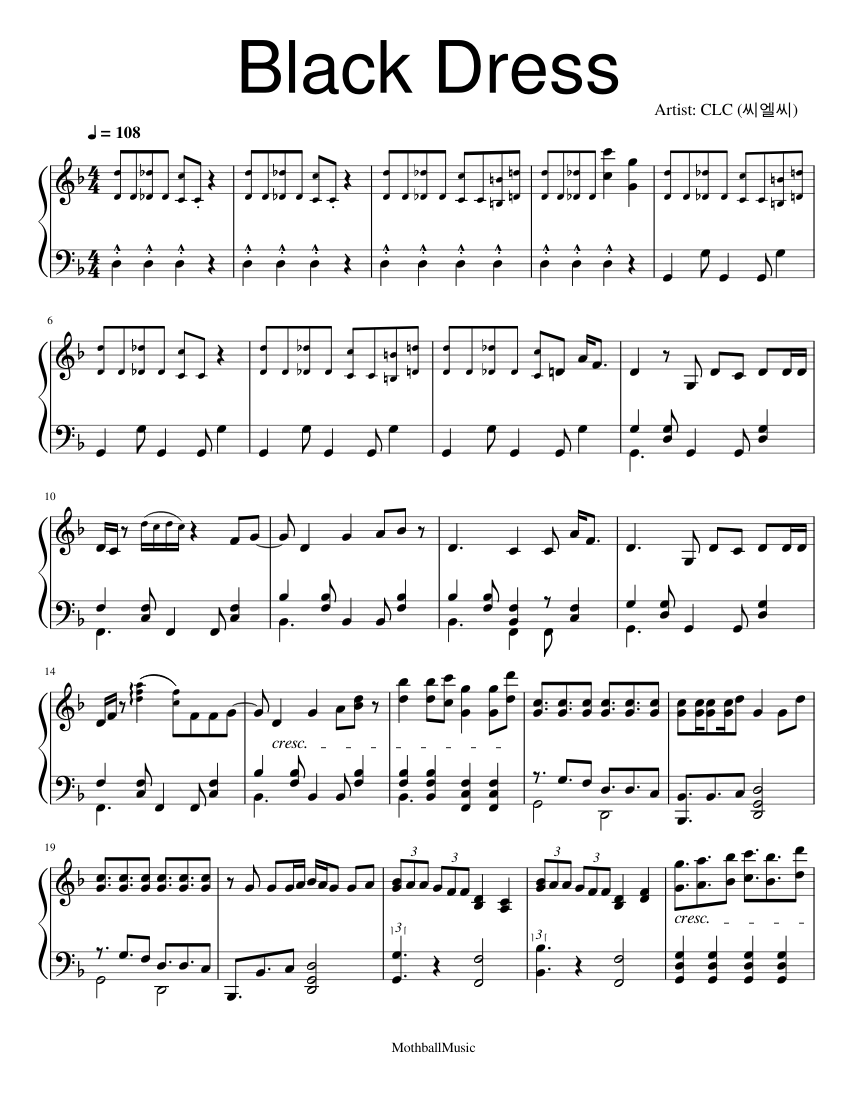 Black Dress - CLC Sheet Music for Piano (Solo) | MuseScore.com