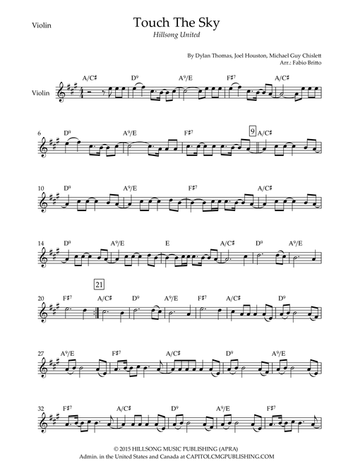 Touch The Sky (Arr. Fabio Britto) - Hillsong United (Violin Solo)