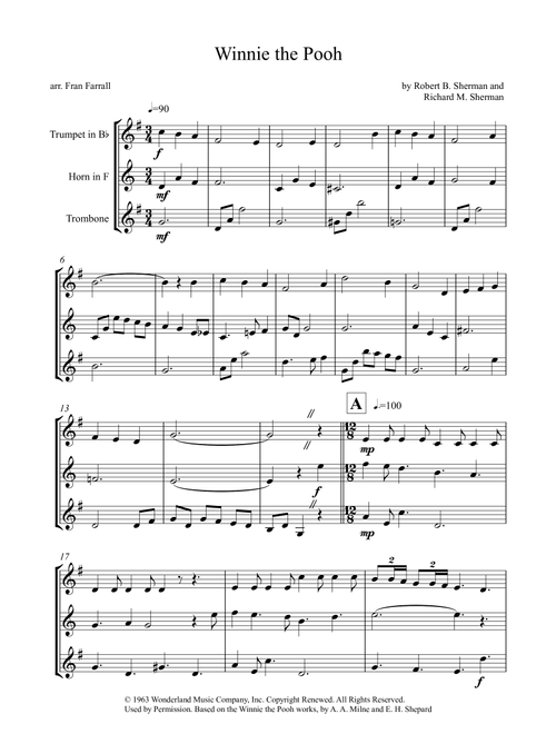 Winnie The Pooh (Arr. Fran Farrall) - Richard M. Sherman, Robert B. Sherman (Brass Ensemble)