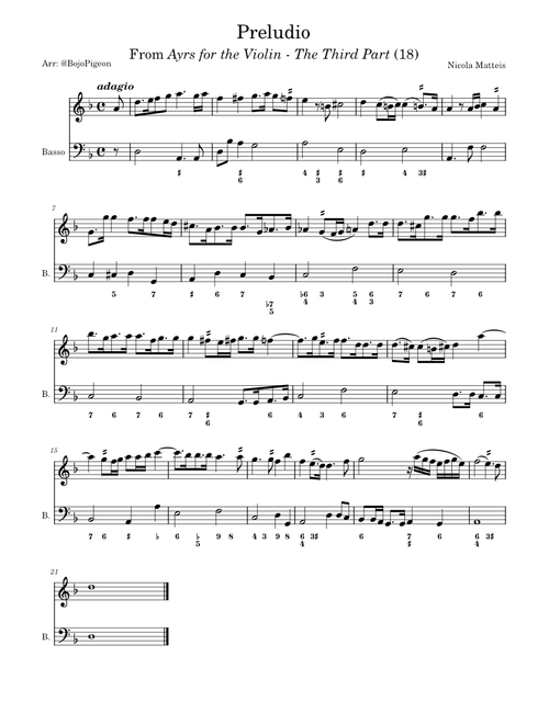 Ayrs for the Violin: The Third Part: Preludio 3 – Nicola Matteis