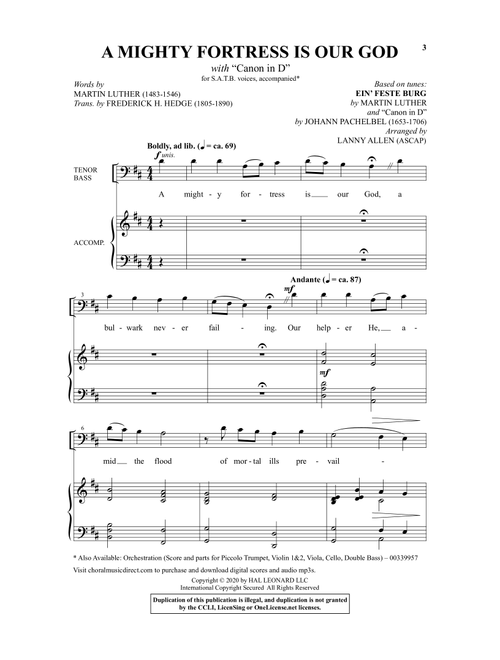 A Mighty Fortress Is Our God (with "Canon in D") (Arr. Lanny Allen) - Martin Luther, Johann Pachelbel (Choral, SATB)