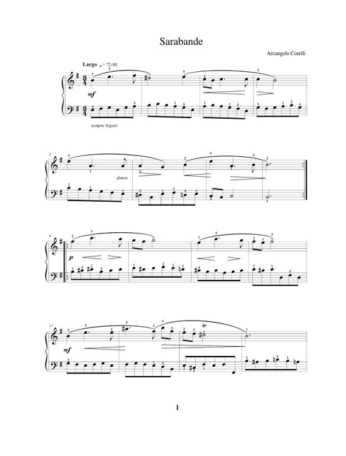 Sarabande - Arcangelo Corelli (Piano Solo)