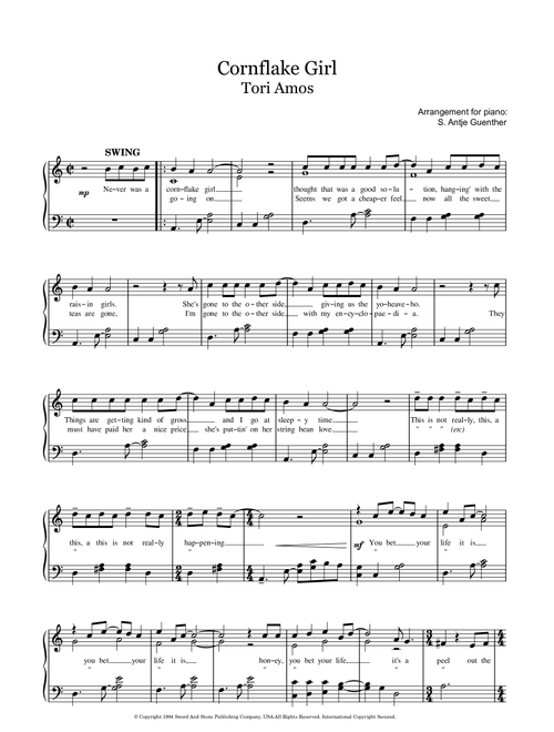 Cornflake Girl (Arr. S. Antje Guenther) - Tori Amos (Easy Piano)