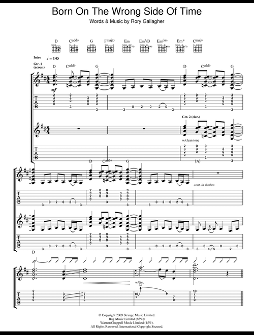 Born On The Wrong Side Of Time - Taste, Rory Gallagher (Guitar Tab)