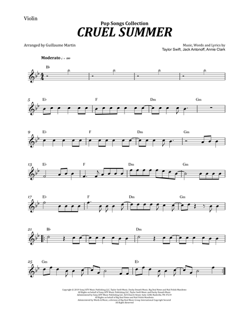 Cruel Summer (Arr. Guillaume Martin) - Taylor Swift (Violin Solo)