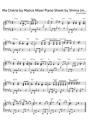 Ma Chérie – Malice Mizer Sheet Music for Piano (Solo) | MuseScore.com