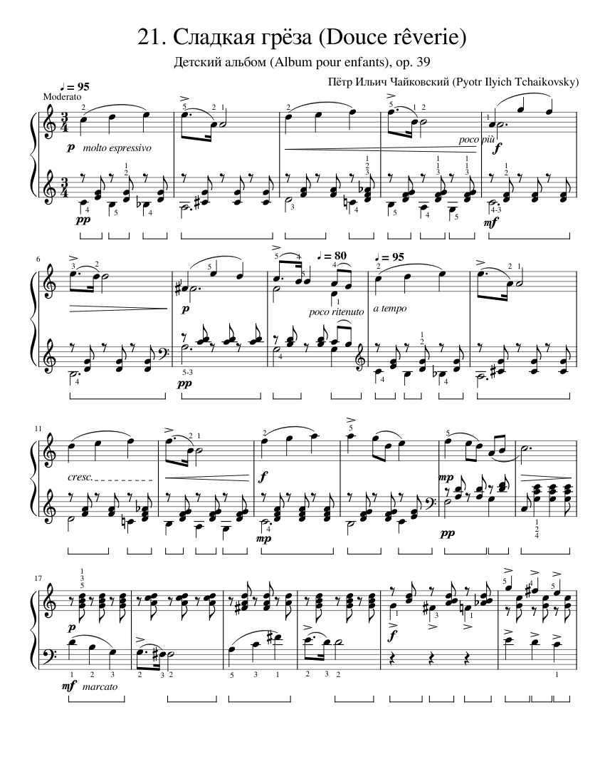 Tchaikovsky: Sweet Dreams (Reverie), op. 39, no. 21 Sheet Music