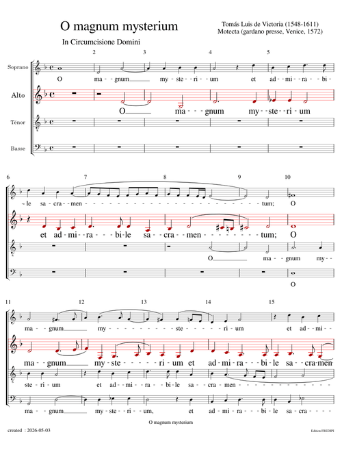 Missa O magnum mysterium (Alto voice) – Tomás Luis de Victoria