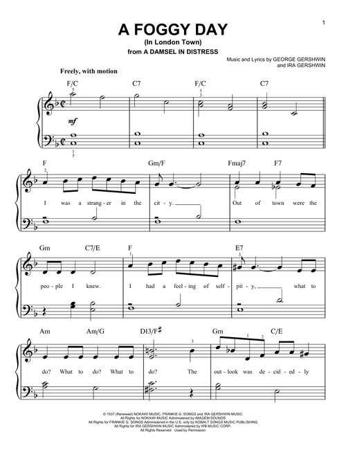 A Foggy Day (In London Town) - George Gershwin, Ira Gershwin (Very Easy Piano)