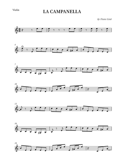 LA CAMPANELLA (Arr. Wesley S. SIlva) - Franz Liszt (Violin Solo)