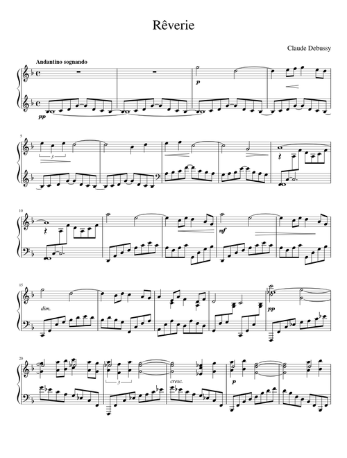 Debussy Rêverie (Piano solo)