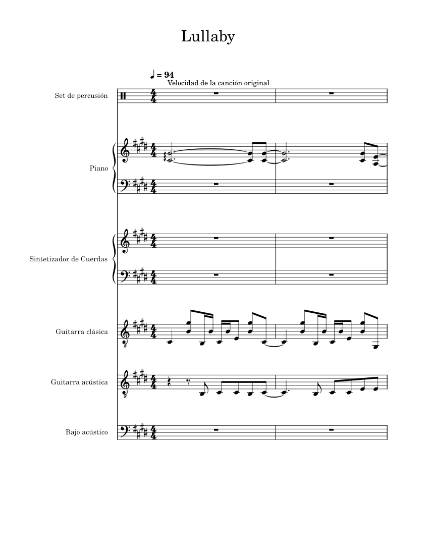 Lullaby - The Cure - Tribute Sheet music for Piano, Guitar Lullaby - The Cure - Tribute Sheet music for Piano, Guitar