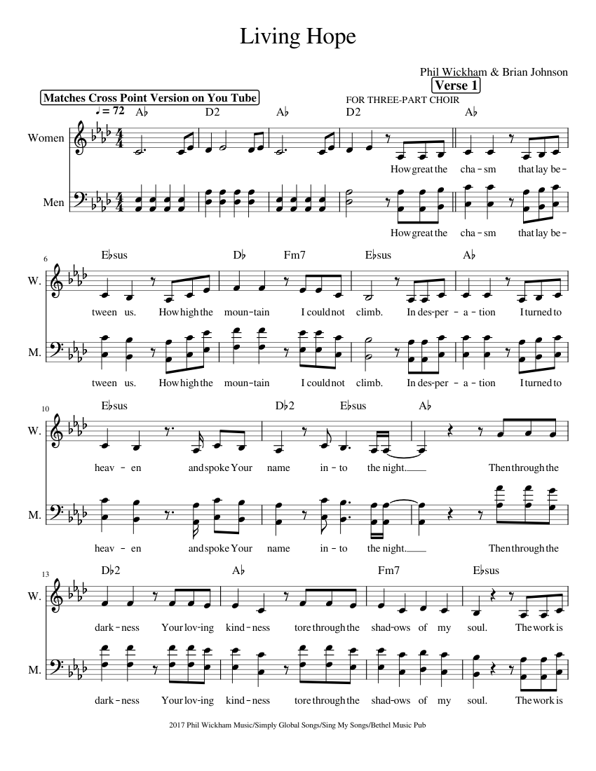 Living Hope Sheet Music For Female Male Choral Musescore Com   Score 0 @850x1100