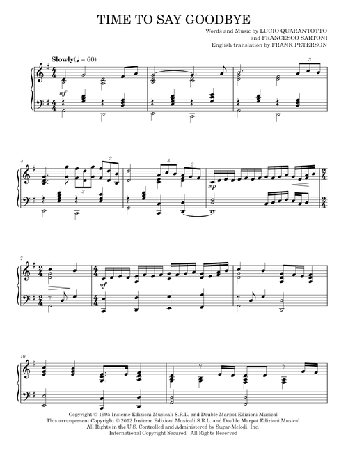 Time To Say Goodbye - Sarah Brightman with Andrea Bocelli (Piano Solo)