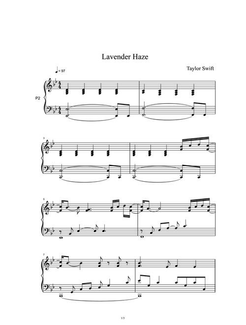 Lavender Haze (Arr. Taylor Swift) (Piano Vocal)