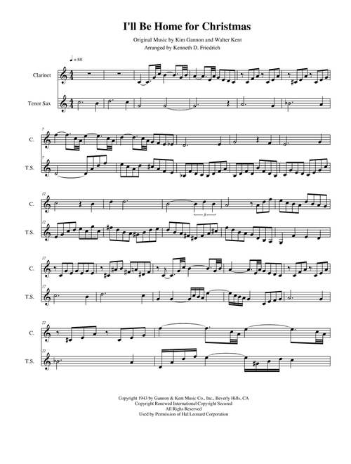 I'll Be Home For Christmas (Arr. Kenneth D. Friedrich) - Rascal Flatts (Instrumental Duet)