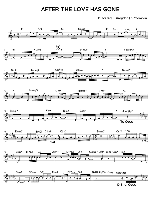 After The Love Has Gone (Arr. Fake book Guy) - Earth, Wind & Fire (Lead Sheet - Fake Book)