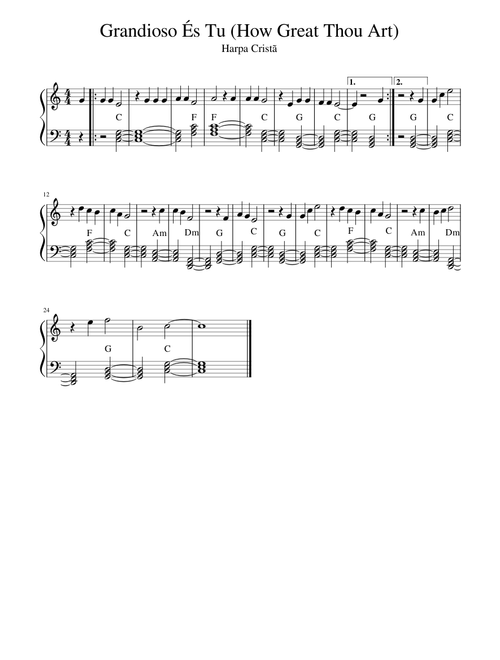 Grandioso és Tu (How Great Thou Art) - Piano (Fácil)