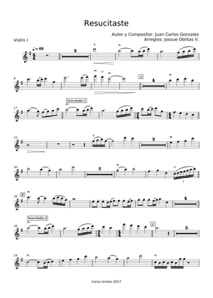 Resucitaste - Juan Carlos Gonzalez Sheet music for Violin (Solo ...