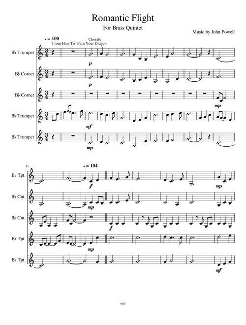 Romantic Flight(How To Train Your Dragon) Trumpet Quintet