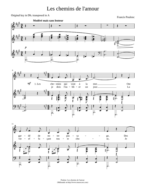 Les chemins de l'amour – Francis Poulenc