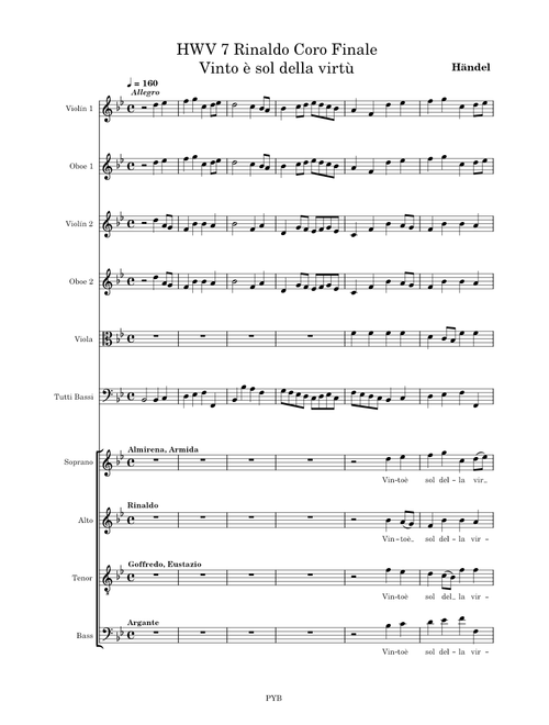 HWV 7 Rinaldo Chorus Finale Vinto è sol della virtù – Georg Friedrich Händel
