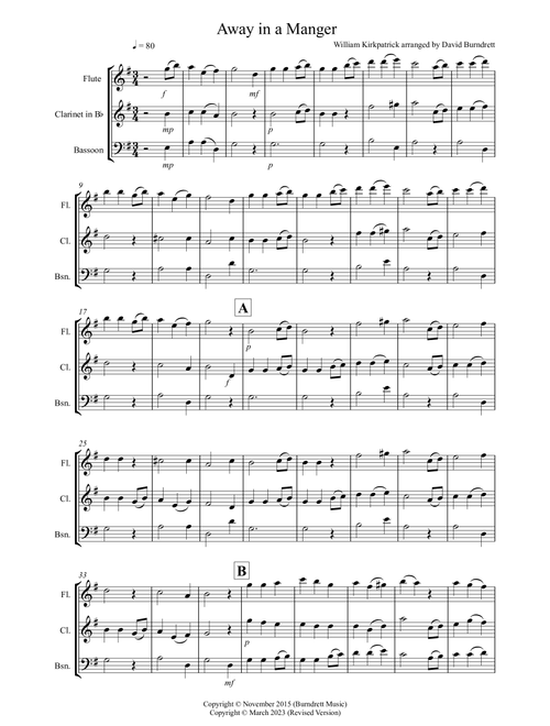 Away in a Manger for Wind Trio (Arr. David Burndrett) - William Kirkpatrick (Woodwind Ensemble)