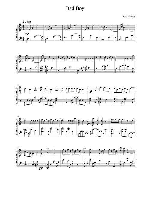 Bad Boy (Arr. Red Velvet) (Piano Solo)