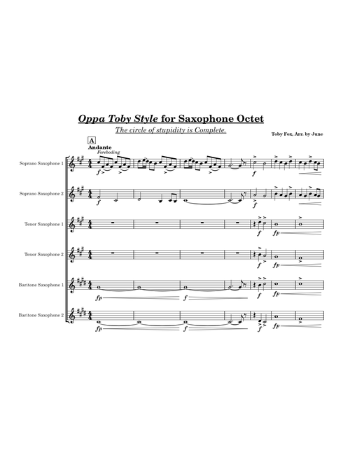 Oppa Toby Style - Toby Fox; Arr.for Saxophone Octet