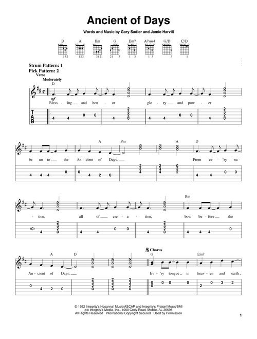 Ancient Of Days - Ron Kenoly, Petra (Easy Guitar with TAB)