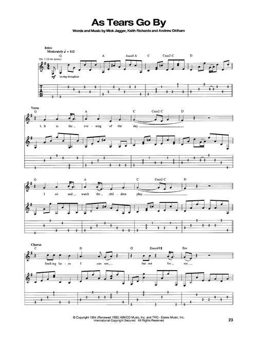 As Tears Go By - The Rolling Stones (Guitar Tab)