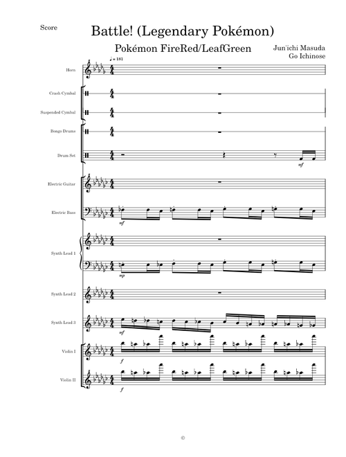 Battle! (Legendary Pokémon) (Pokémon FireRed/LeafGreen) - Transcribed Score
