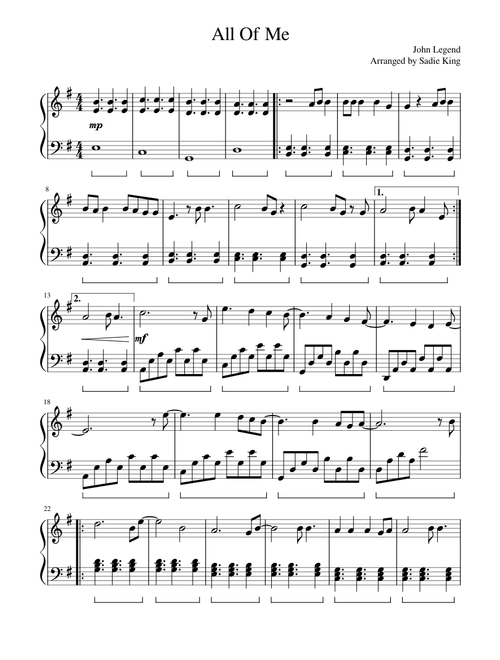 All of Me (John Legend) - easy piano