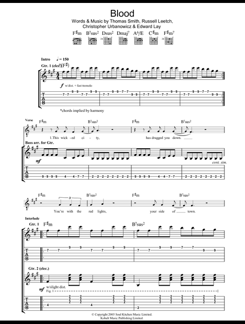 Blood - Editors (Guitar Tab)
