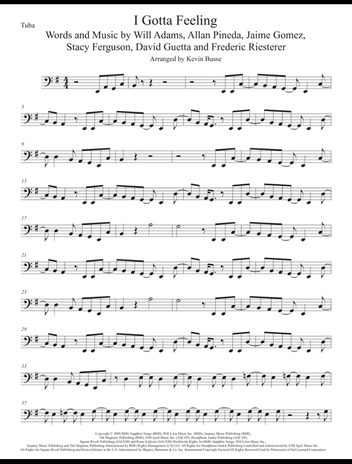 I Gotta Feeling (Arr. Kevin Busse) - The Black Eyed Peas (Tuba Solo)