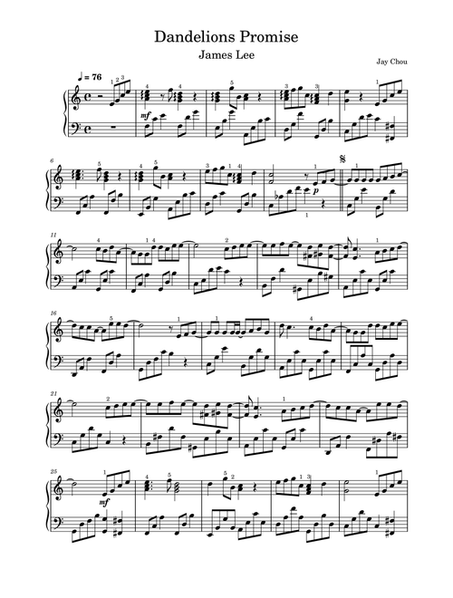 Dandelions Promise - Jay Chou (Piano Solo)