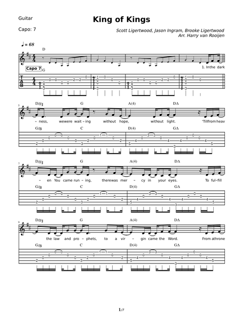 King of kings – Hillsong Worship (GUITAR TAB) | Opwekking 851 - Prijs de Koning