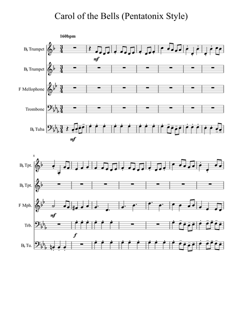 Carol of the Bells - Pentatonix (Brass Quintet)