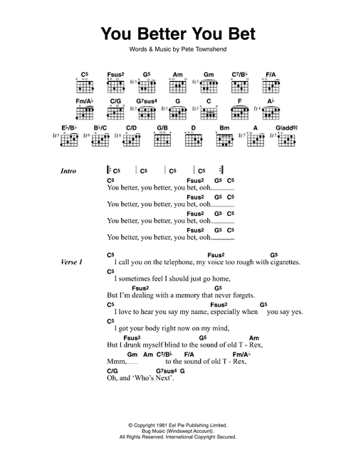 You Better You Bet - The Who (Guitar Chords-Lyrics)