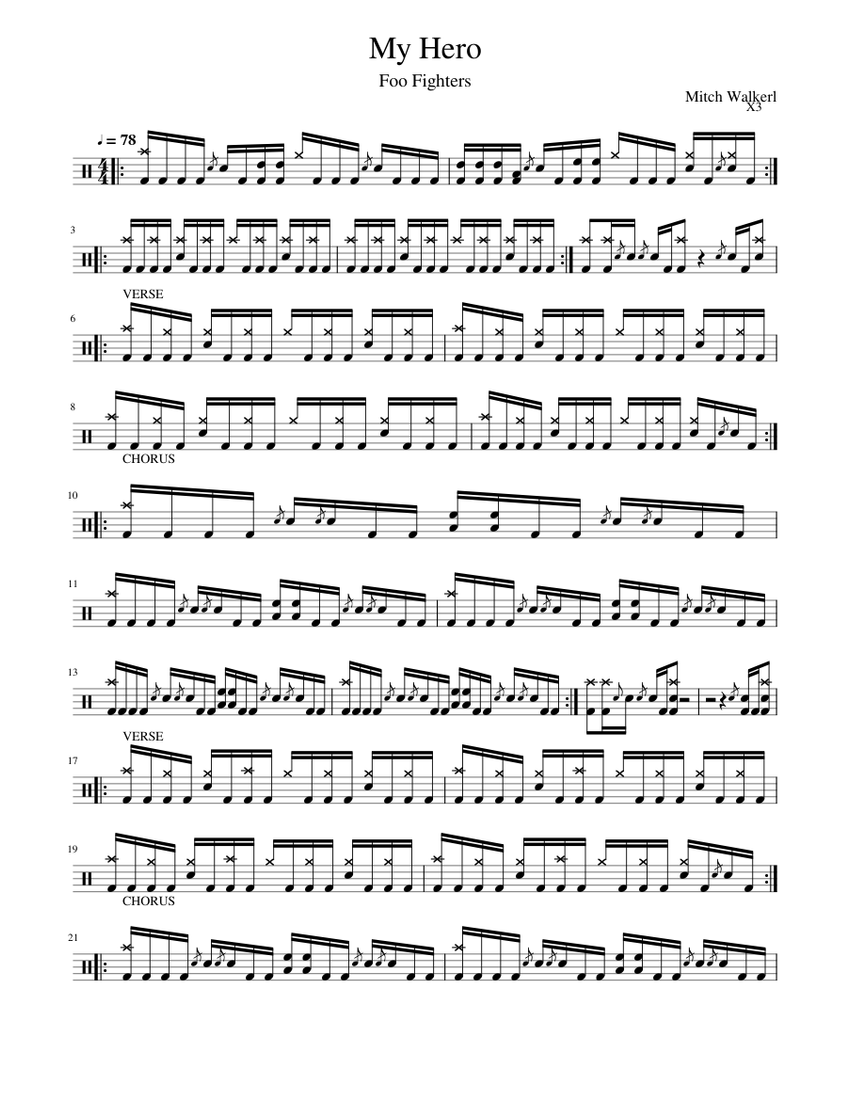 My Hero Sheet music for Drum group (Solo)