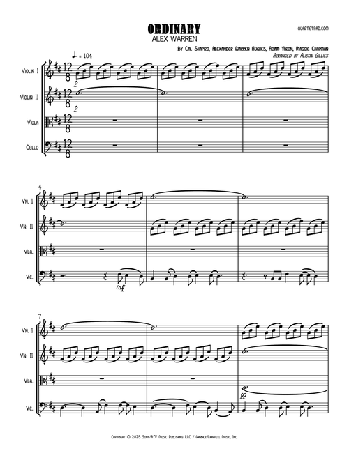 Ordinary (Arr. Alison Gillies) - Alex Warren (String Quartet)