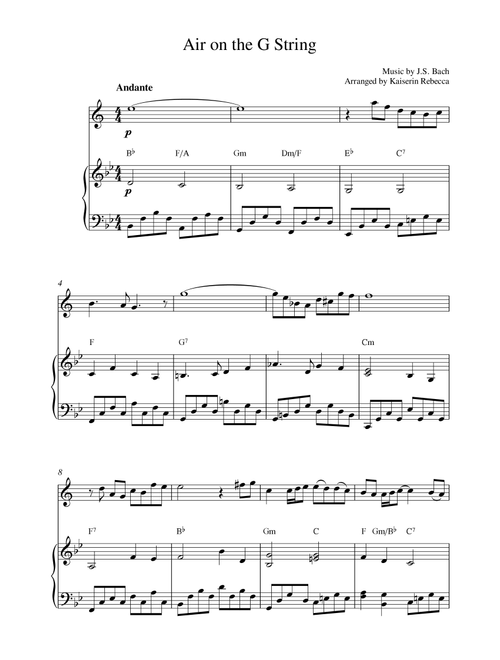 Air on the G String (Arr. Kaiserin Rebecca) - JS Bach (Trumpet and Piano)