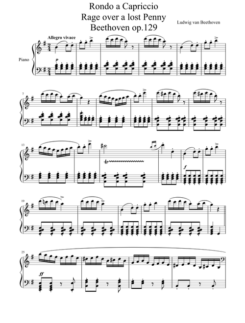 Rondo a Capriccio Rage over a lost Penny Beethoven op 129