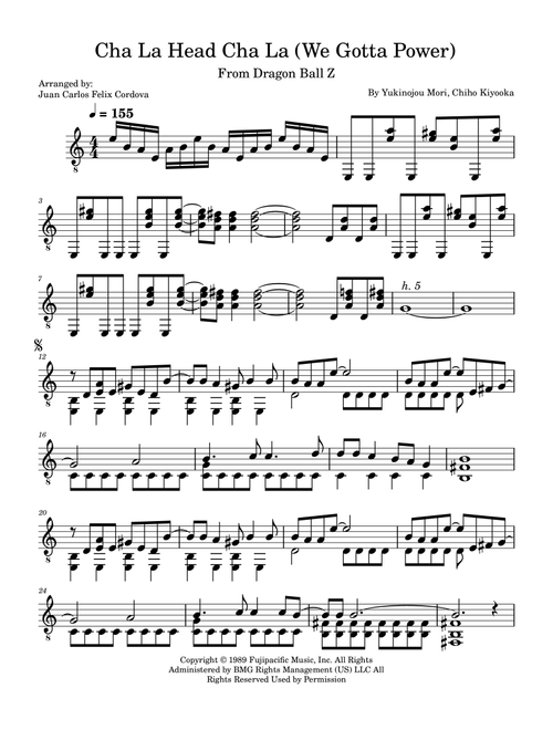 Cha La Head Cha La (We Gotta Power) (Arr. Juan Carlos Felix Cordova) - Yukinojou Mori, Chiho Kiyooka (Solo Guitar)