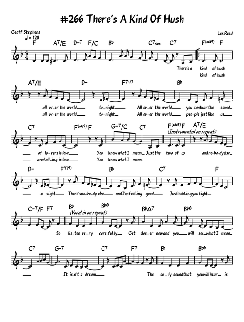 There's A Kind Of Hush (all Over The World) (Arr. John Fries) - Herman's Hermits (Piano-Vocal-Guitar (Piano Accompaniment))