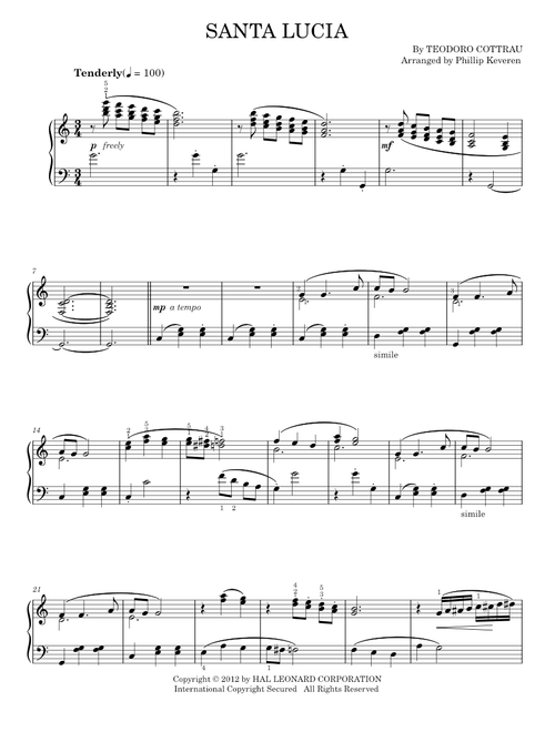 Santa Lucia - Teodoro Cottrau (Piano Solo)