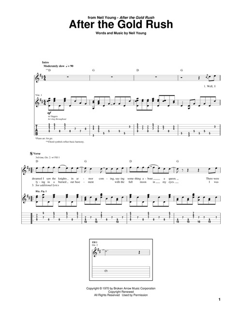 After The Gold Rush - Neil Young (Guitar Tab)