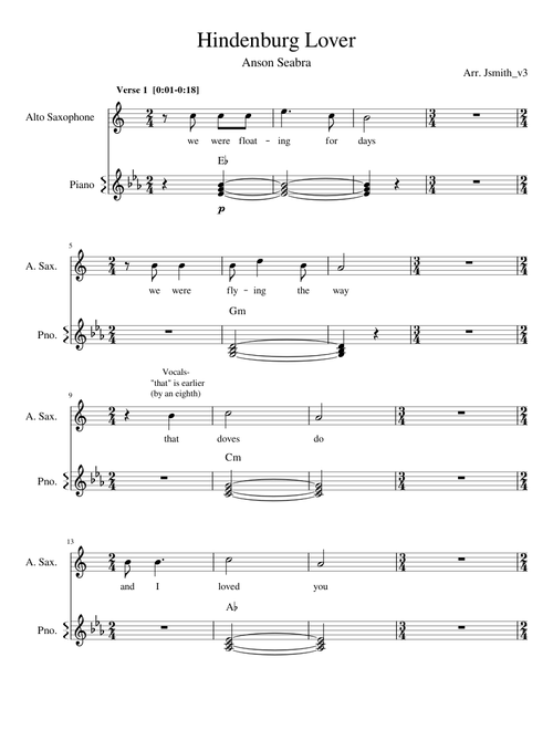 Hindenburg Lover - Alto Sax & Piano